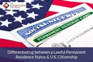 American flag, social security card, permanent residence card